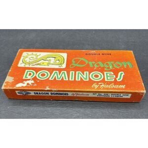 Vintage Halsam Dragon Dominoes Set No. 920 Double Nine Domino Game W/ Directions
